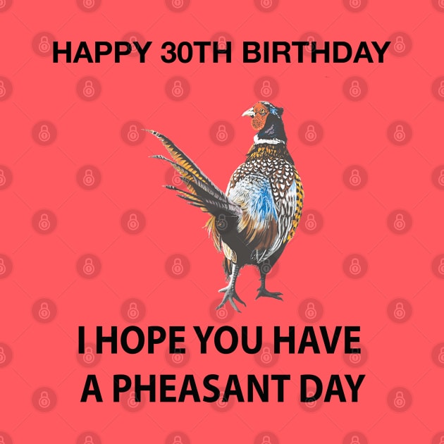 Happy 30th Birthday I hope you have a Pheasant day on grey by IslesArt