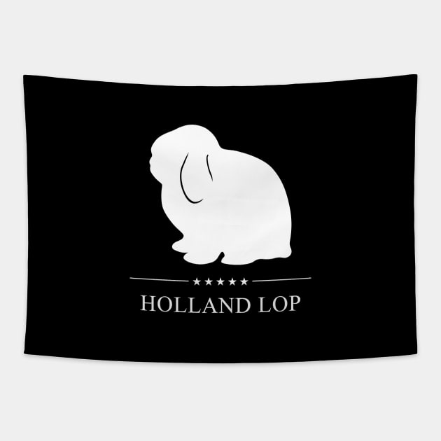 Holland Lop Rabbit White Silhouette Tapestry by millersye