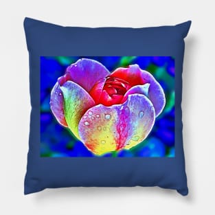 Water Drops Rose Pillow