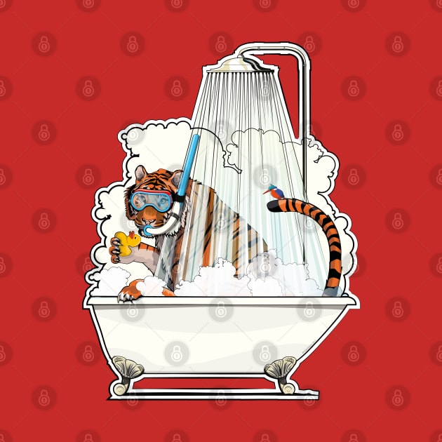 Tiger in the Shower by InTheWashroom