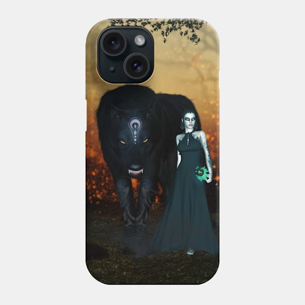 Awesome wolf with fairy in the dark night Phone Case by Nicky2342