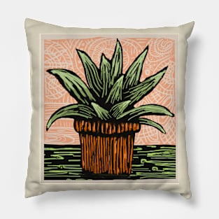 Aloe woodcut Pillow