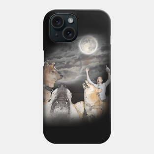 Three doge moon - When moon? transparent/faded graphic. three wolf moon parody. 3 doge howling at the moon Phone Case