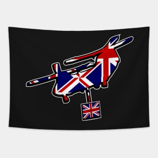 Lifting CH-47 Chinook Helicopter UK British Flag Tapestry