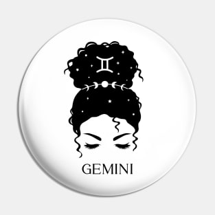 Messy Bun Celestial Queen: Gemini Zodiac Sign Pin