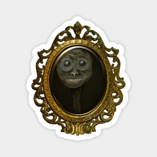 Ghoulish Zombie Alien Friend in Gold Gothic Frame Magnet