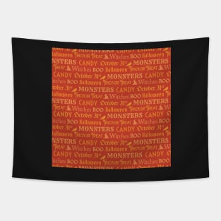 Orange Halloween Words Tapestry