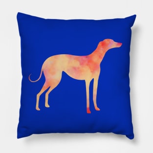 Yellow and orange Greyhound dog with blue background Pillow