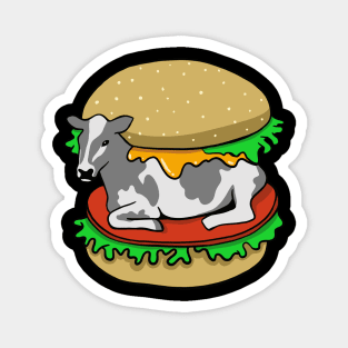 Vegan Burger Cow - Meat Free Eat Plants Magnet