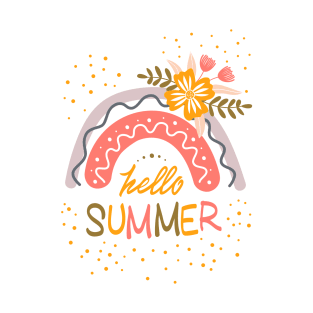 Hello Summer Flowers Logo T-Shirt