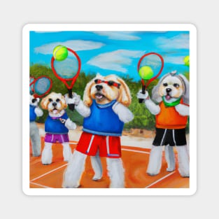 Tennis dogs oil painting Magnet