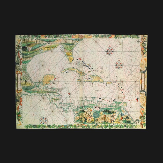Antique Map of the Caribbean Sea and the Gulf of Mexico by MasterpieceCafe