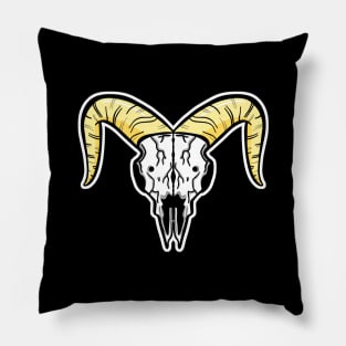 Animal Ram Skull Mascot Logo Illustration Cartoon Pillow