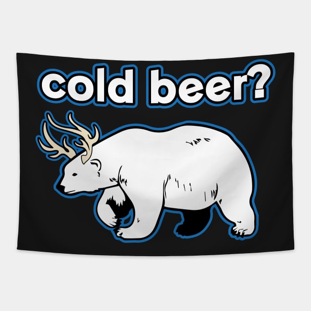 Funny Polar Bear Cold Beer Tapestry by RadStar