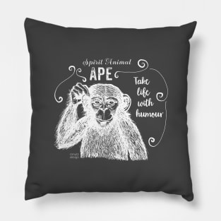 Spirit animal - monkey - white Pillow