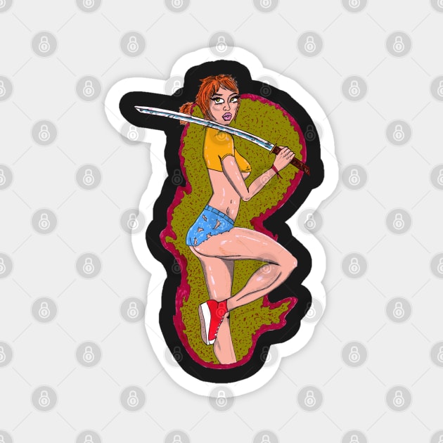 Punk Katana Girl Magnet by FilMate