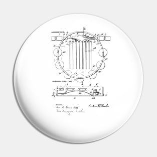 Tambourine Drum Vintage Patent Hand Drawing Pin