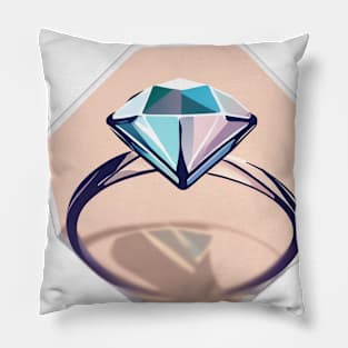 Geometric Diamond Engagement Ring Illustration No. 640 Pillow