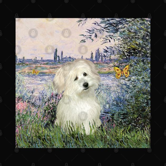 By the Seine by Monet Adapted to Include a Coton de Tulear by Dogs Galore and More