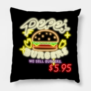 Neon Pepe's Burgers Logo from Steven Universe Pillow