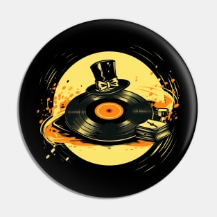 Top Hat And a Vinyl Record Classic Music Pin