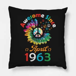 Funny Birthday Quote, Awesome Since April 1963, Retro Birthday Pillow