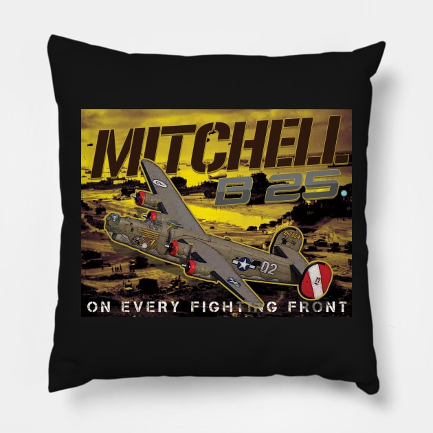 B25 Mitchel WW2 Bomber Gifts Pillow by woormle