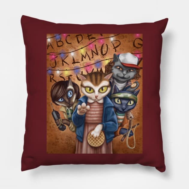 Stranger Things Kitties Pillow by GeekyPet