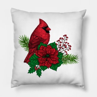 Red Cardinals on Christmas decoration Pillow