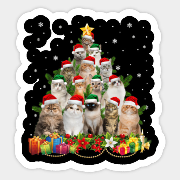 Funny Cats Christmas Tree Tee Ornament Decor Funny Cats