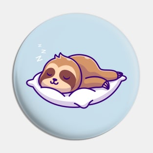 Cute Sloth Sleeping On Pillow Cartoon Pin