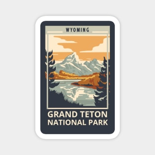 A Vintage Travel Art of the Grand Teton National Park - Wyoming - US Magnet