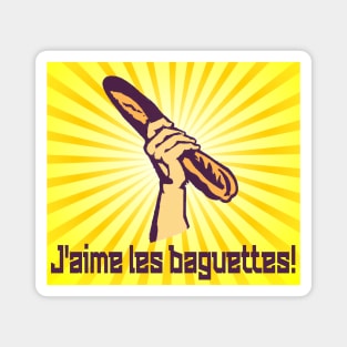 French "I LOVE BAGUETTES" France Bread Baguette Propaganda Magnet