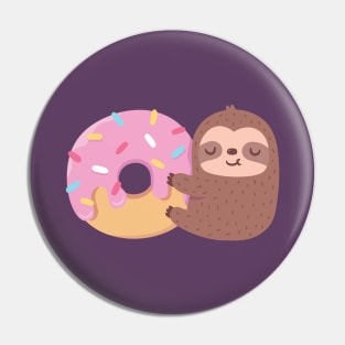 Cute Sloth Hugging Donut Pin