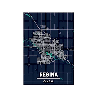 Regina Blue Dark Color City Map T-Shirt