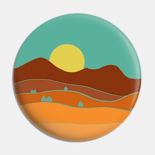 Landscape mountains and hills, orange and blue, outdoors, wilderness, peaks, horizon Pin