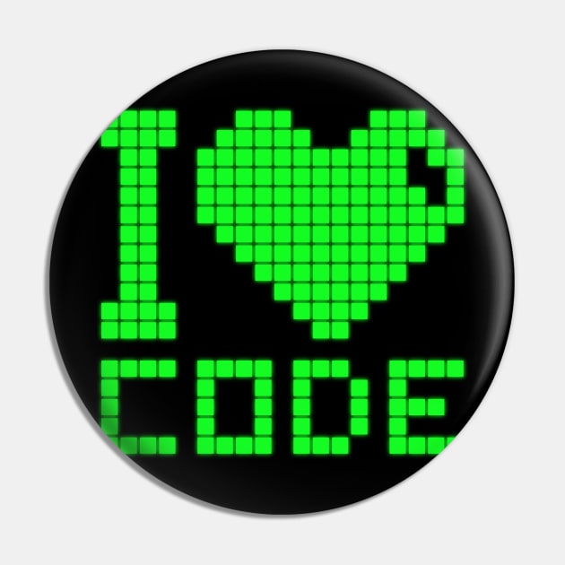 I Love Code Mono Pin by nickbeta