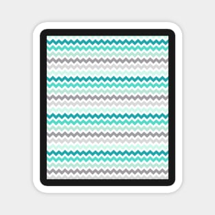 Teal Blue Grey Chevron Pattern Magnet