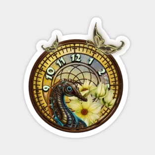 Seahorse with a Steampunk Flair clocks and flowers Magnet