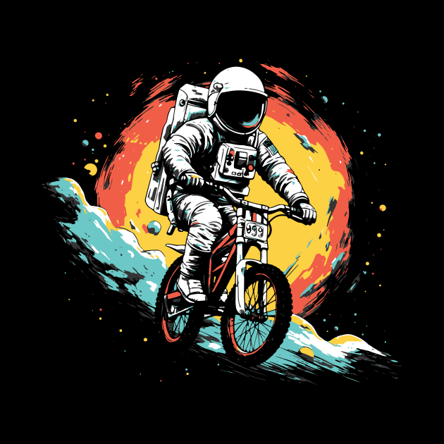 Intergalactic Bike Rider // Astronaut on a Bicycle in Outer Space by SLAG_Creative