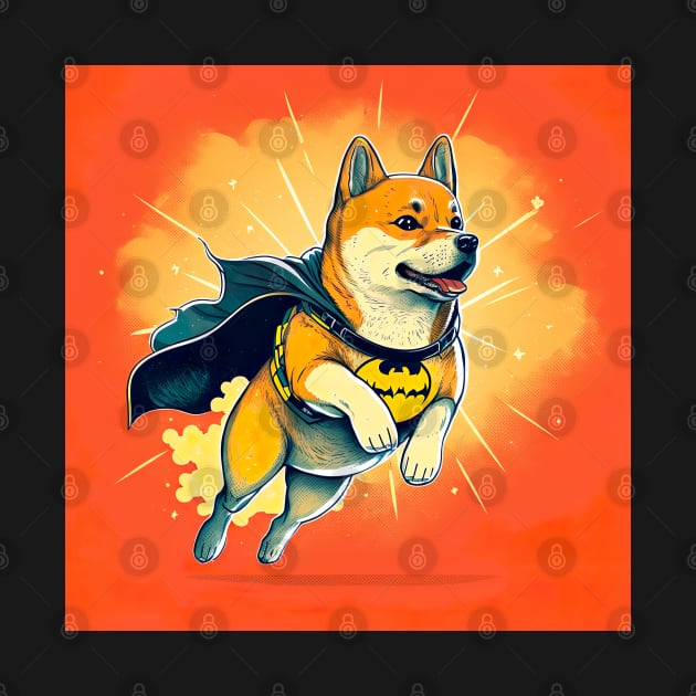 Shiba Inu Dog Super Hero Style Drawing Illustration by unrealartwork