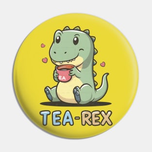 Tea rex having tea Pin