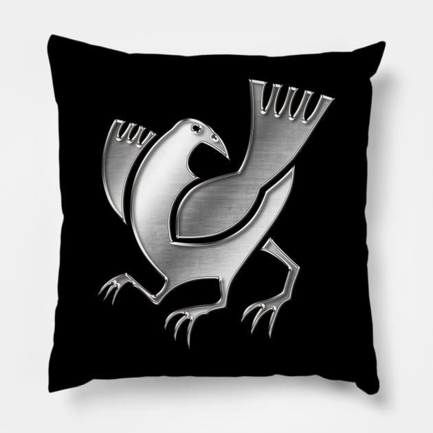 Saika Clan Kamon Silver Chrome Pillow by Takeda_Art