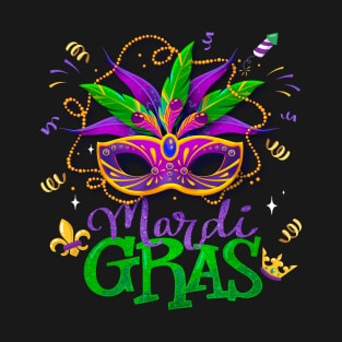 Mardi Gras Mardi Gras Beads Mask Joker Hat Carnival 2024 T-Shirt