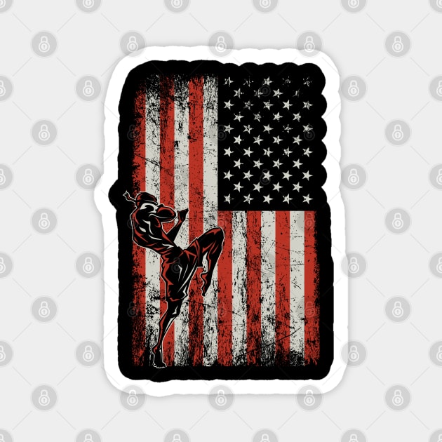 USA Flag Muay Thai Fighter Magnet by ryanjaycruz