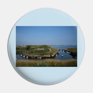 Seaton Sluice harbour under a blue sky Pin