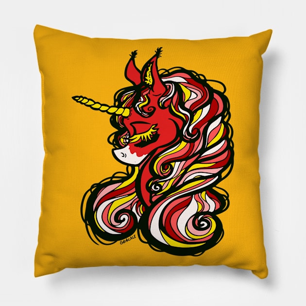 Kansas City Football Unicorn Pillow by Jan Grackle