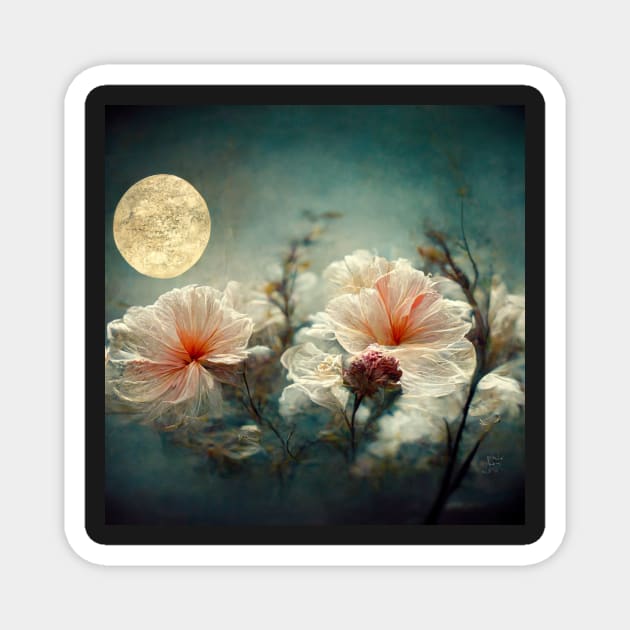 For you my love flowers and the moon Magnet by AmazinfArt