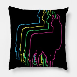 Llama 80s Neon Pillow