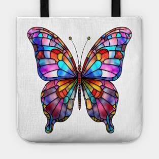 Stained Glass Colorful Butterfly #5 Tote